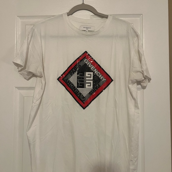 Givenchy White Tee with Red and Black Accents